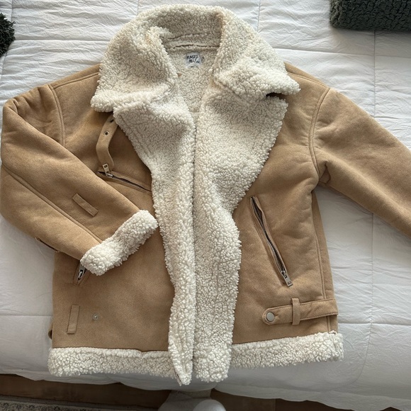 Princess Polly Jackets & Blazers - Sherling Suede Moto Jacket